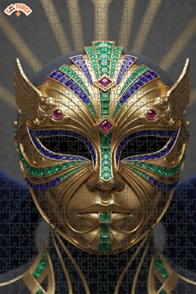 Esranın Dünyası Golden Pharaoh Mask Looking Art Print Double-Layer Framed Woo...