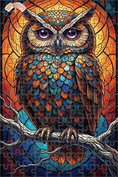 Esranın Dünyası لوحة فنية على شكل بومة ملونة من مجموعة Master of Colorful Fea...