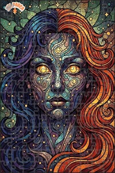 Esranın Dünyası Magical Face Stained Glass Look Wooden Puzzle 150 Pieces 20X30
