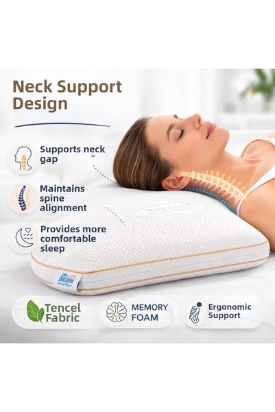 armegeda sıradışı tasarımlar Armegeda TENCEL™ Visco Orthopedic Pillow 60X40X15 cm Memory Foam with Neck Support Pillow