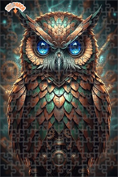 Esranın Dünyası Mechanical Owl Art Double Layer Framed Wooden Puzzle 150 Piec...
