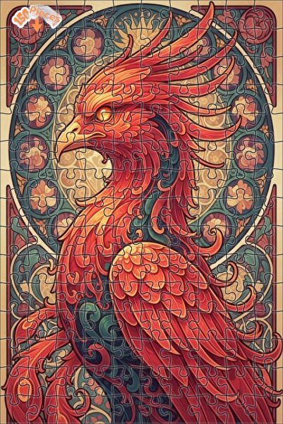 Esranın Dünyası لوحة فنية رائعة على شكل طائر الفينيق، لغز خشبي بإطار مزدوج ال...