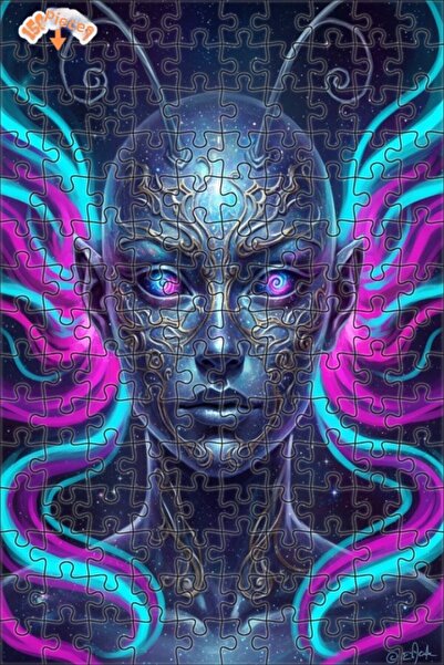 Esranın Dünyası Galactic Woman Portrait Double-Layer Framed Wooden Puzzle 150...