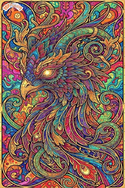 Esranın Dünyası لغز خشبي على شكل طائر سحري من الريش الملون، مزدوج الطبقات إطا...