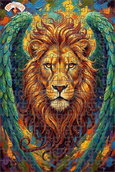 Esranın Dünyası لغز خشبي على شكل أسد مجنح بتصميم لوحة زيتية مزدوج الطبقات إطا...