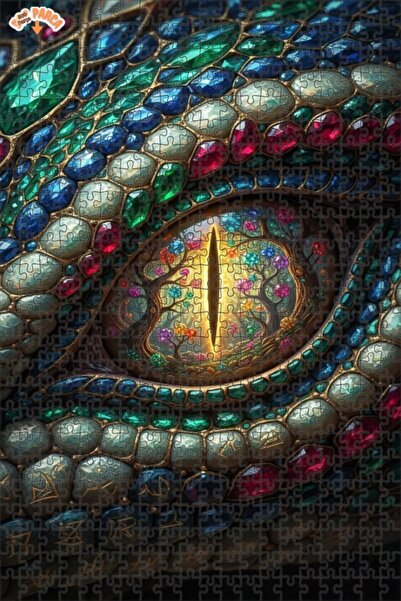 Esranın Dünyası Magical Dragon Eye Oil Painting Lookalike Double-Layer Framed...