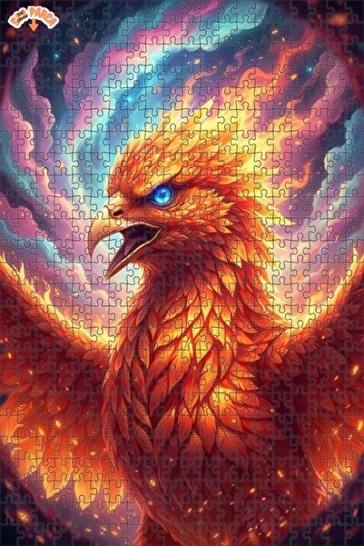 Esranın Dünyası Flaming Phoenix Art Double-Layer Framed Wooden Puzzle 500 Pie...