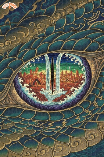 Esranın Dünyası Dragon Eye View Oil Painting Lookalike Double-Layer Framed Wo...