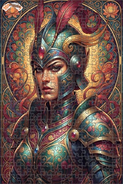 Esranın Dünyası Ancient Warrior Artwork Looking Wood Puzzle Double-Layer Fram...