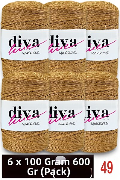 Diva İplik 1.5 مم - 600 جرام - حبل بوليستر ماكراميه لحقائب السوبلا (عبوة من 6...