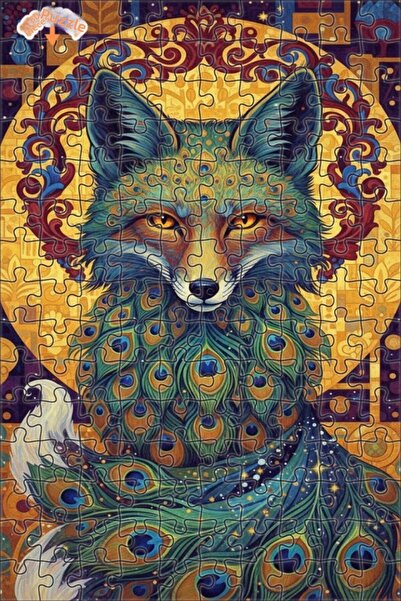 Esranın Dünyası Magical Peacock Fox Art Double-Layer Framed Wooden Puzzle 150...