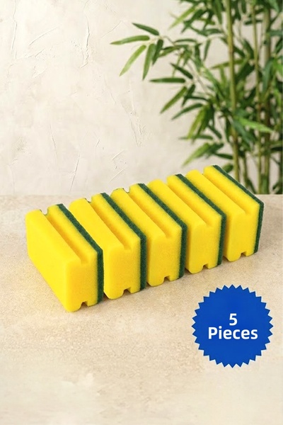 NESS HOME Myclean 5-Pack Economical Corrugated Dish Sponge with Nail Guard