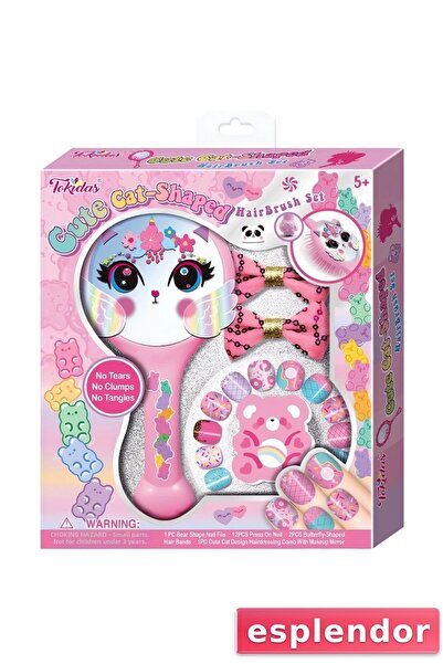 esplendor مجموعة مشط وأظافر على شكل قطة