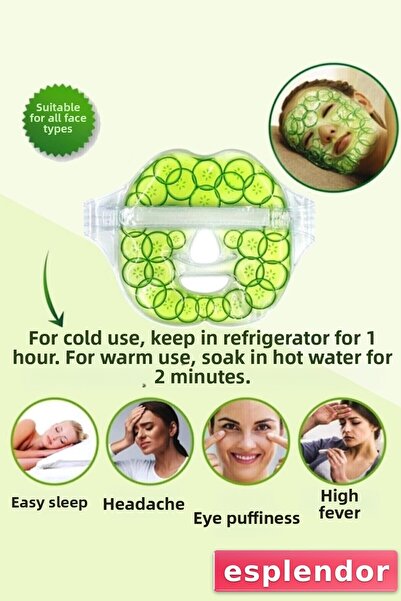 esplendor Cucumber Facial Mask Gel Hot Cold Use Relaxing