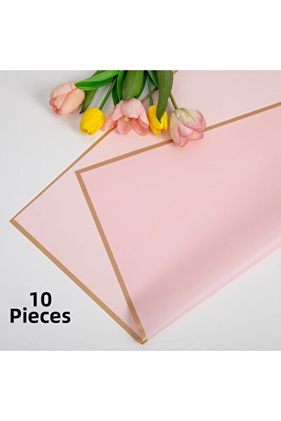 ASL ArtPaper ورق تغليف الزهور ذو حواف ذهبية وردية وورق باقة الزهور مقاوم للما...