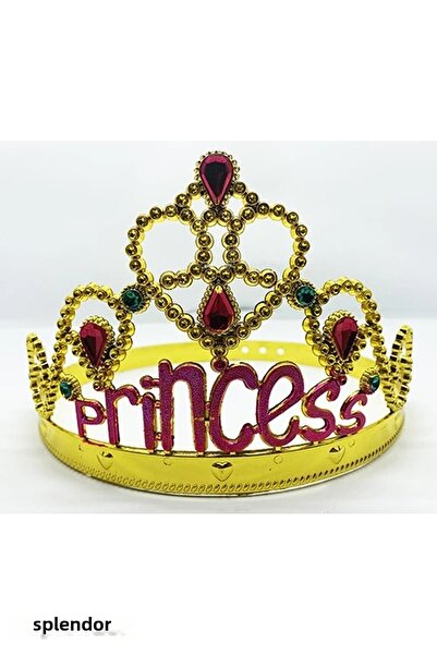 esplendor تاج حفلات قابل للتعديل باللون الذهبي مع كتابة الأميرة