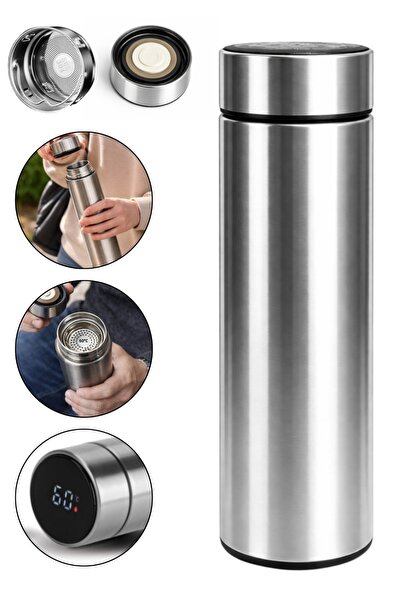 MOONSHOP Steel Thermos Water Bottle with Thermometer and LED Digital Indicator