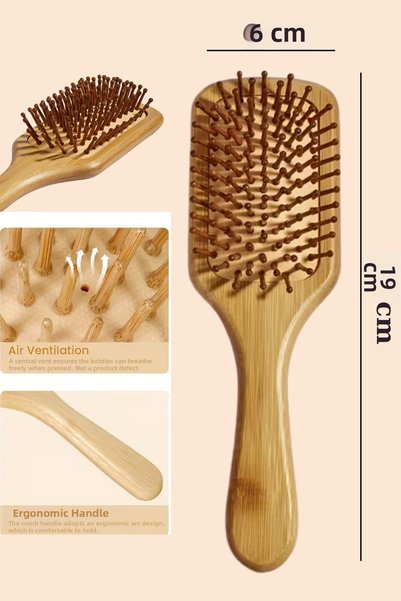 Uni zer Bamboo Kare Profesyonel Hava Pillow Comb Wooden Comb for Wet and Dry Hair with Head Massage