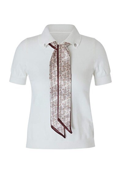 Trendyol Collection Ecru Scarf Detailed Premium Yarn/ Special Yarn Blouse Two...