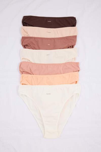 Trendyol Curve Πολύχρωμο Πακέτο 7 τεμαχίων με Βαμβάκι Σλόγκαν Κλασικά Πλεκτά ...