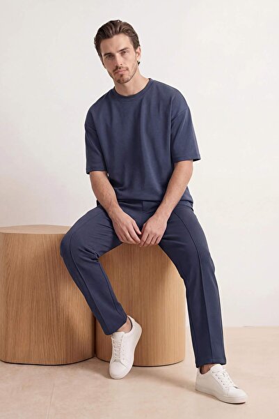 Trendyol Collection Indigo Regular/Normal Cut Jogginghose mit gerippten Nähte...