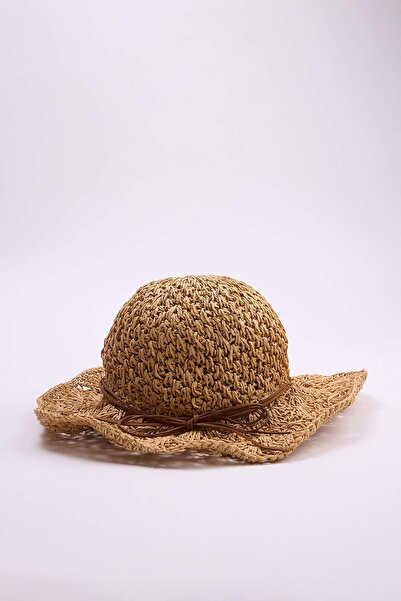 TRENDYOL SHOES Pălărie de damă din paie detaliu cu fundă TAKSS26SP00005