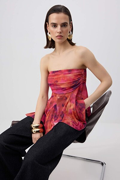 Trendyol Collection Mehrfarbiges Boho-Party-Bustier mit Taschentuch-Detail TP...