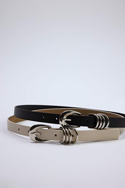 TRENDYOL SHOES Καφέ-Μπεζ Γυναικεία Ζώνη 2 τεμαχίων TWOAW26KE00029