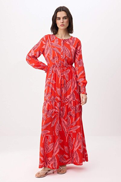 Trendyol Collection Roșu Fuchsia cu model Detaliu cu ciucuri viscoză țesut Ro...