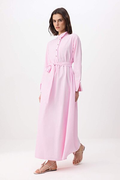 Trendyol Modest Rochie musulmană din bumbac terry, țesătură simplă, fără căpt...