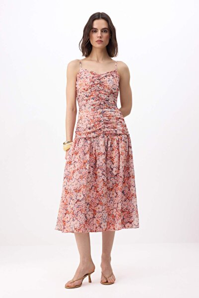 Trendyol Collection Πολύχρωμο Floral Φόρεμα Σιφόν Με φόδρα Maxi Υφαντό TWOSS2...