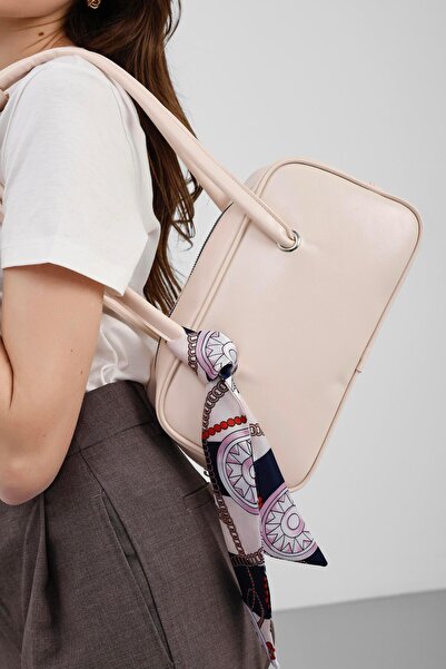Shule Bags Beau Fular Detaylı Baget Çanta Pudra Pembe