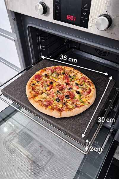 MERMER MUTFAK Doğal Bazalt Fırın Taşı - "30x35cm" - Pizza Taşı, Ekmek Taşı, M...