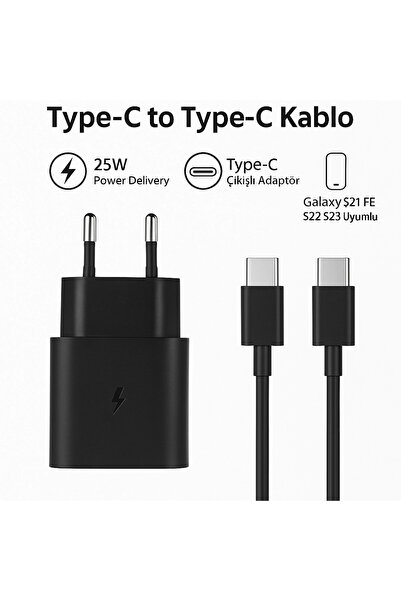 BONJUX 25w Pd Hızlı Şarj Aleti Type-c To Type-c Kablo – Galaxy S21 Fe S22 S23...