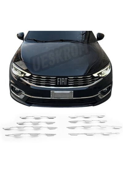 Genel Markalar Fiat Egea Krom Ön Panjur 2020 Üzeri Uyumlu 8 Prç. Paslanmaz Çelik