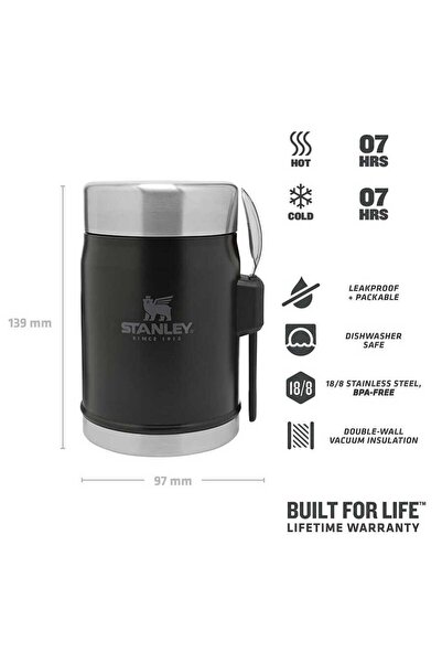 Stanley Paslanmaz Çelik Yemek Termosu Kaşıklı 0,40lt Siyah