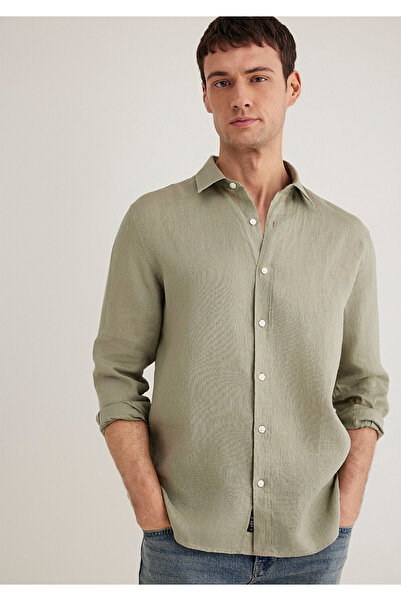 Mavi Koszula lniana zielona Slim Fit / Slim Cut 0211466-71481