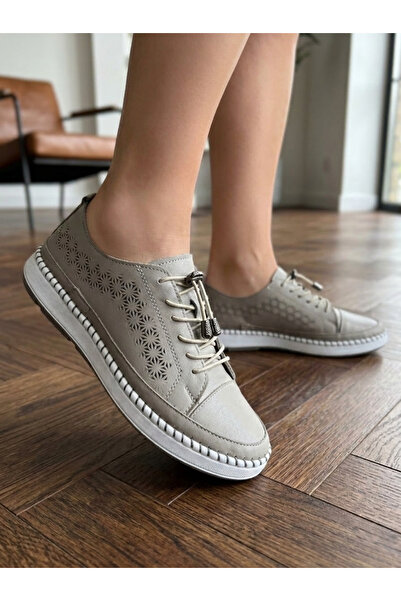 Deripabuc Genuine Leather Silver Women's Leather Casual Shoes Dp80-8008