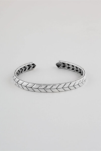 So CHIC... Balık Sırtı Desenli Gümüş Erkek Kelepçe Bileklik