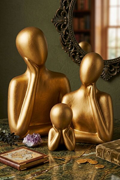 Figure Sculpture Thinking Human Silhouette Medium Gold Model 12
