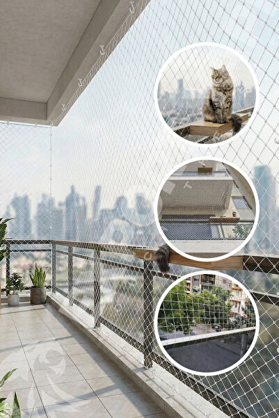 EXPORTYAPI Kedi Filesi – 4 cm – 2.5 mm İp – Kedi Ağı – Kare Desen - 1 metre x...