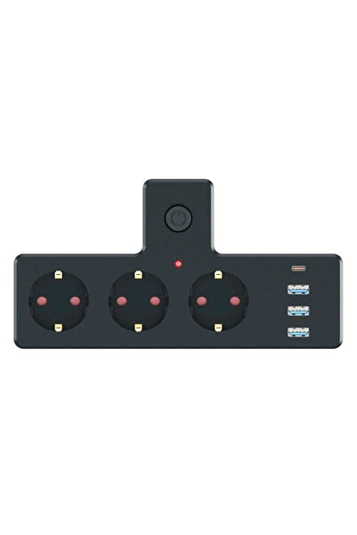 Aksesuarcı Yeni Nesil 3'lü Duvar Priz Termal Akım Korumalı Priz 3 x USB, 1 x ...