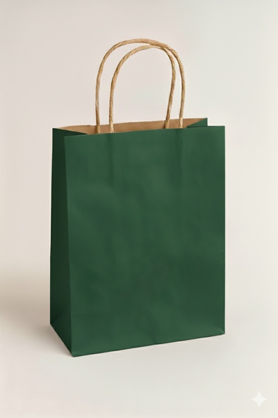 Ta-Fu Global 18x8x24 Έγχρωμη τσάντα από χαρτόνι 25 τμχ ΣΚΟΥΡΟ ΠΡΑΣΙΝΟ