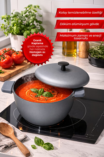 Aryıldız ARYILDIZ PRO-GRADE TENCERE 24 CM GRİ