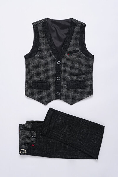 Doctor junior Costum pentru băiat, vestă neagră cu trei nasturi, cu talie met...