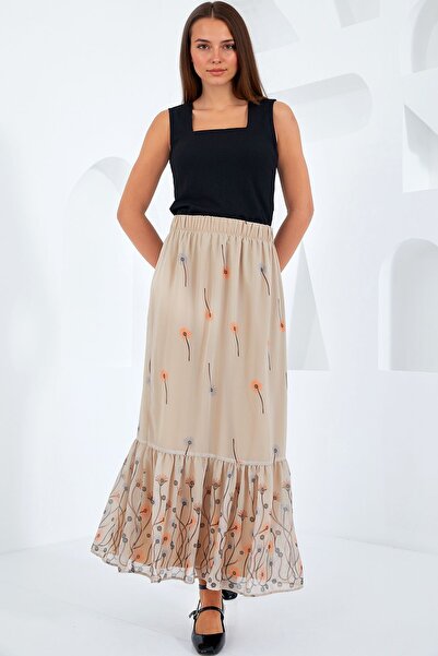 Hiccup BDART Çiçek Desenli Maxi Etek