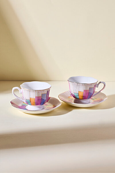 Perotti Antique 2-Person Colorful Mixed Motif Coffee Cup Set