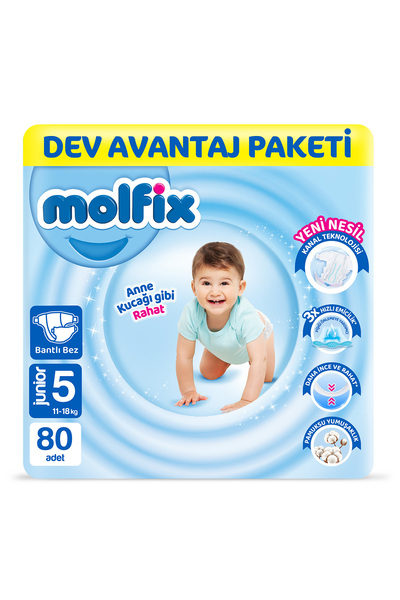 Molfix Kanal Teknolojisi Dev Avantaj Paketi 5 Beden Junior 80 Adet