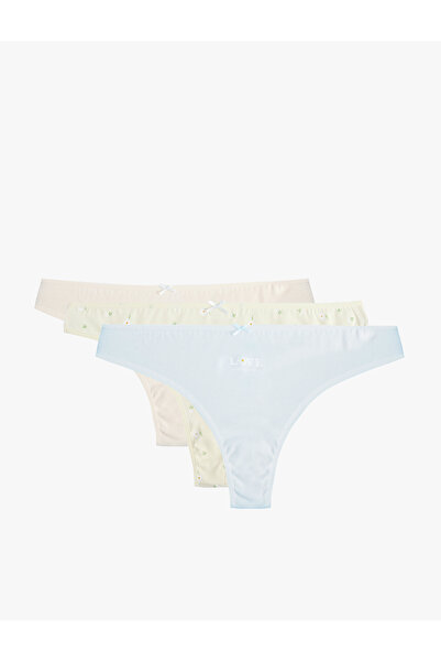 Koton Set de 3 chiloți brazilieni din bumbac cu imprimeu floral