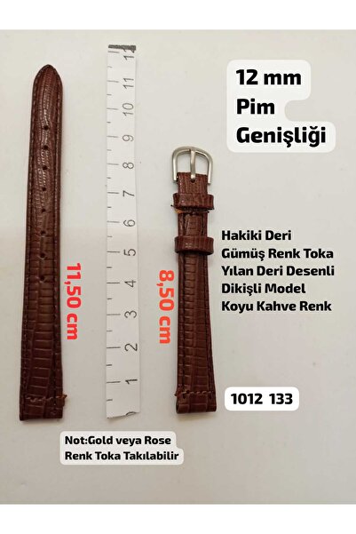 Brality 12 mm Compatible Genuine De Leather Ordon- Dark Brown Color Snake Des...